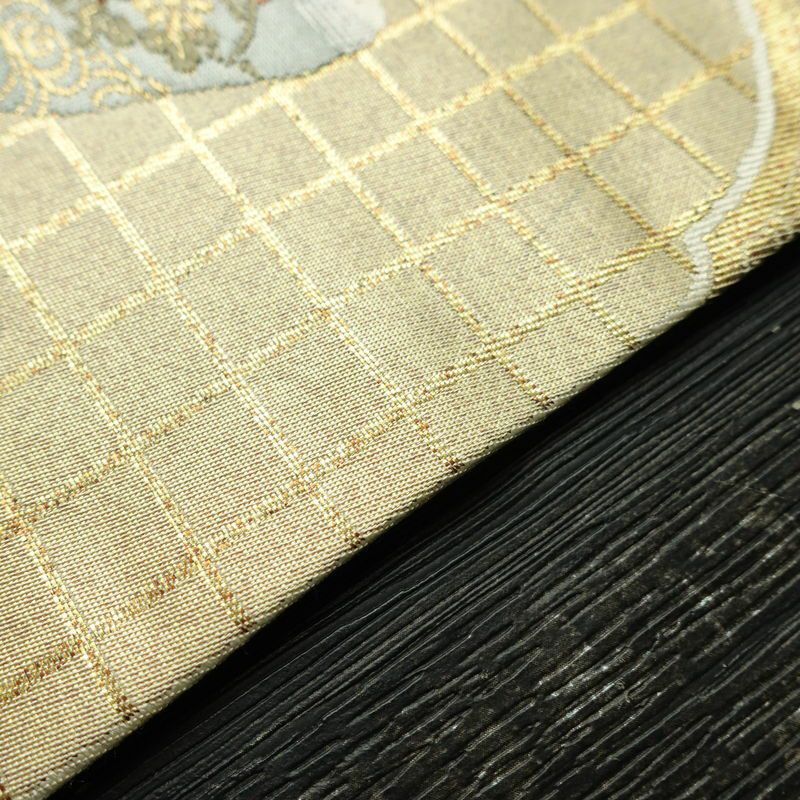 名古屋帯 太鼓柄 正絹 その他の柄 名古屋仕立て 箔 刺繍 金通し 帯 金・銀_画像13