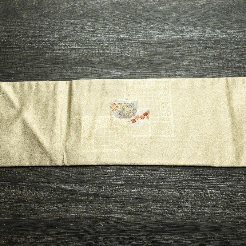 名古屋帯 太鼓柄 正絹 その他の柄 名古屋仕立て 箔 刺繍 金通し 帯 金・銀_画像15