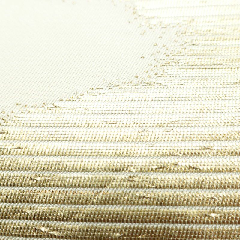 名古屋帯 太鼓柄 正絹 花柄 名古屋仕立て 箔 帯 クリーム_画像6