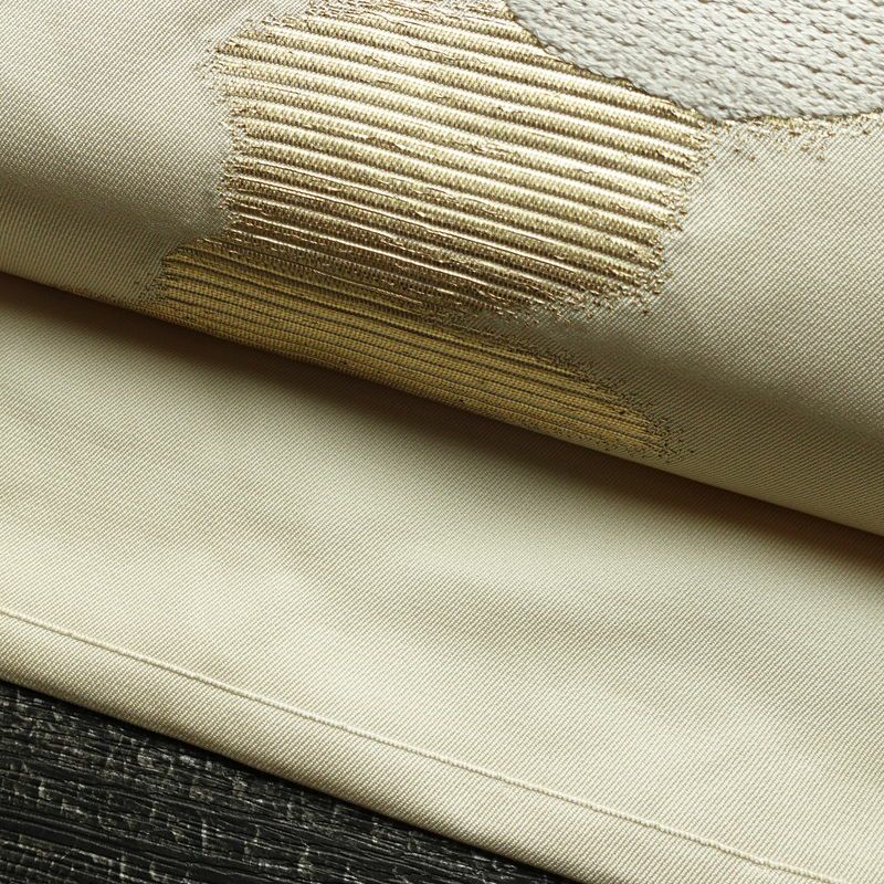 名古屋帯 太鼓柄 正絹 花柄 名古屋仕立て 箔 帯 クリーム_画像8