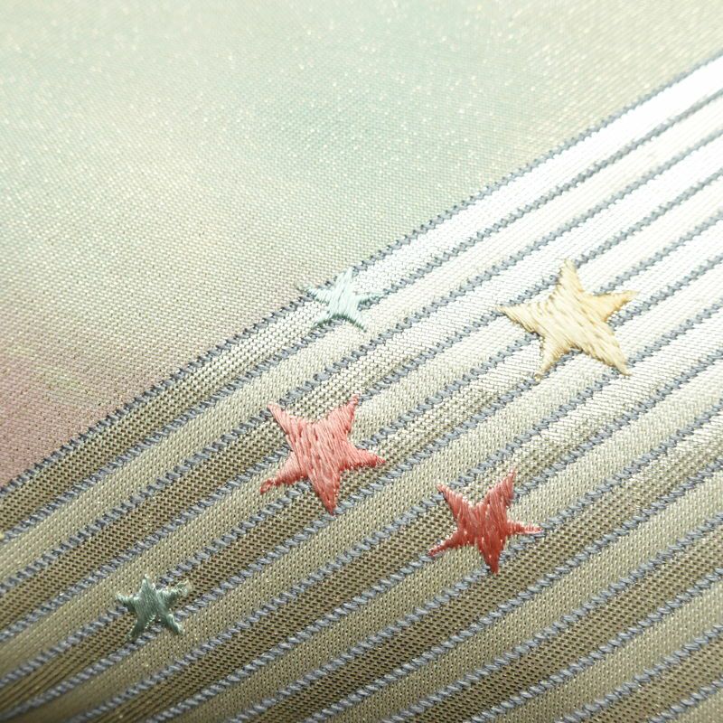 名古屋帯 太鼓柄 正絹 花柄 名古屋仕立て 箔 刺繍 帯 ファンシー 多色使い_画像4