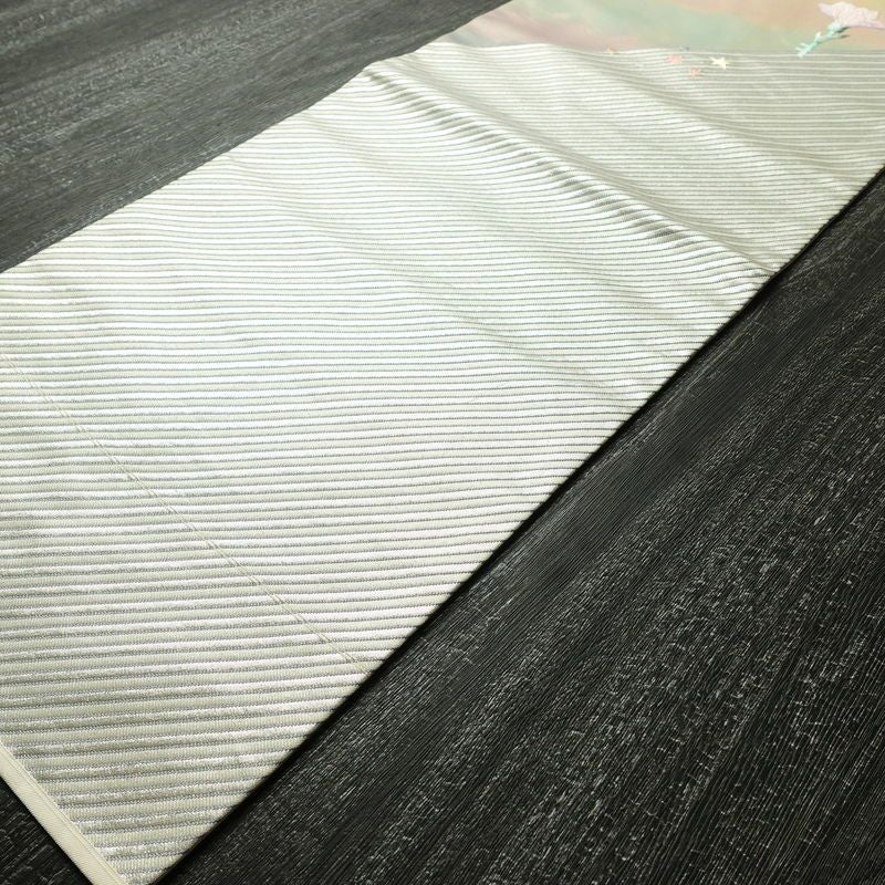 名古屋帯 太鼓柄 正絹 花柄 名古屋仕立て 箔 刺繍 帯 ファンシー 多色使い_画像9