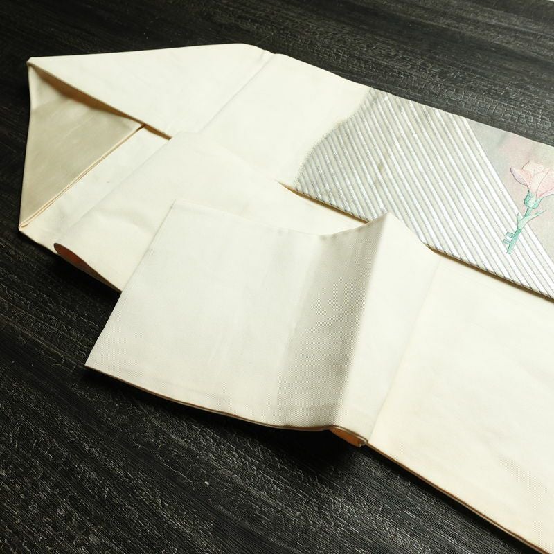 名古屋帯 太鼓柄 正絹 花柄 名古屋仕立て 箔 刺繍 帯 ファンシー 多色使い_画像21