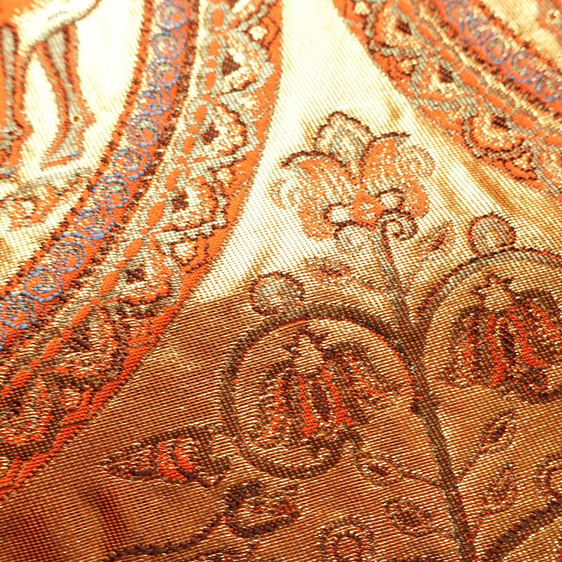 袋帯 六通柄 純金箔 24K フォーマル用 正絹 幾何学柄・抽象柄 箔 帯 橙_画像4