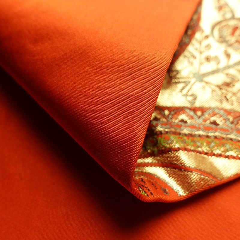 袋帯 六通柄 純金箔 24K フォーマル用 正絹 幾何学柄・抽象柄 箔 帯 橙_画像10