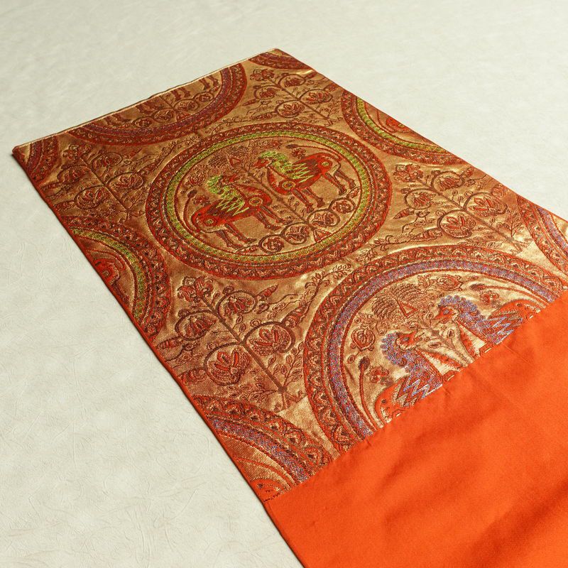 袋帯 六通柄 純金箔 24K フォーマル用 正絹 幾何学柄・抽象柄 箔 帯 橙_画像17