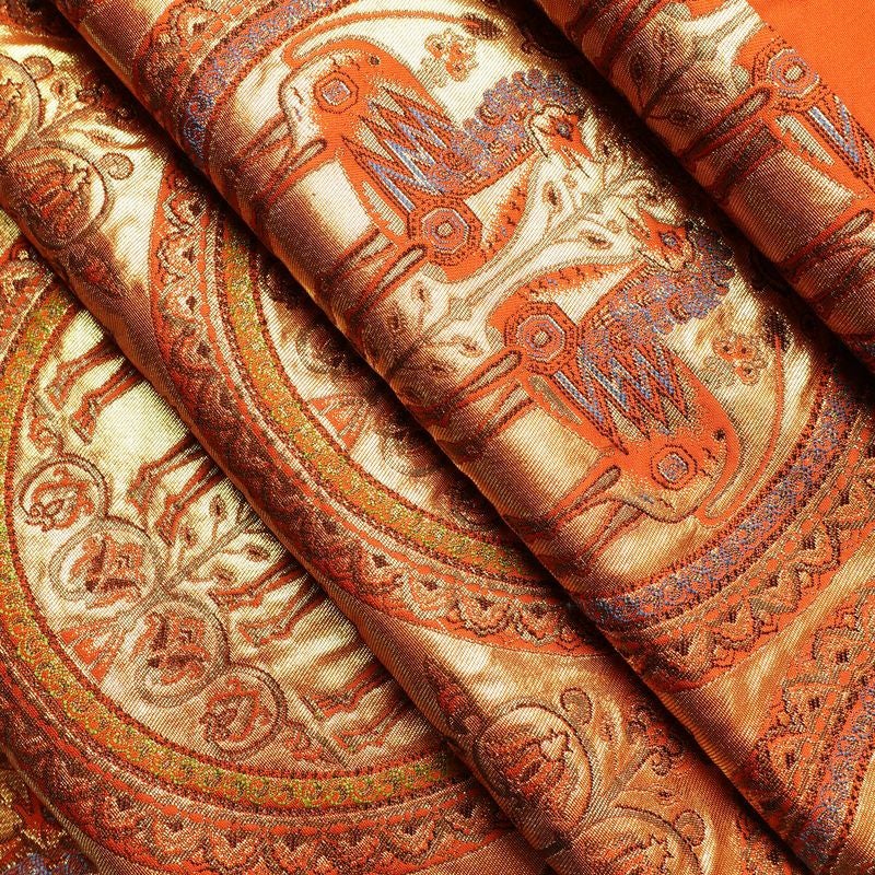袋帯 六通柄 純金箔 24K フォーマル用 正絹 幾何学柄・抽象柄 箔 帯 橙_画像20