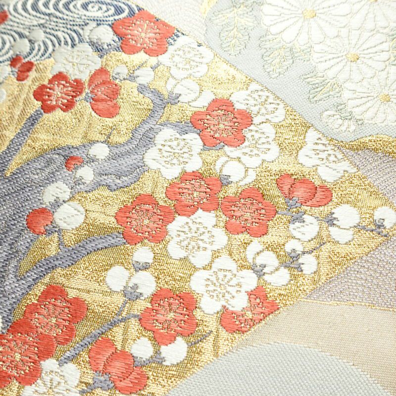 袋帯 未仕立て品 六通柄 西陣織 証紙あり 九百錦24金箔 フォーマル用 正絹 古典柄 箔 金糸 銀糸 帯 多色使い_画像3