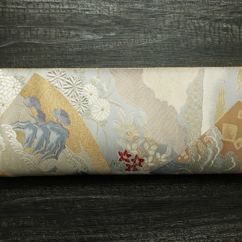 袋帯 未仕立て品 六通柄 西陣織 証紙あり 九百錦24金箔 フォーマル用 正絹 古典柄 箔 金糸 銀糸 帯 多色使い_画像14
