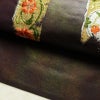 名古屋帯 太鼓柄 正絹 木の葉・植物柄 名古屋仕立て 箔 金糸 帯 紫・藤色_画像6