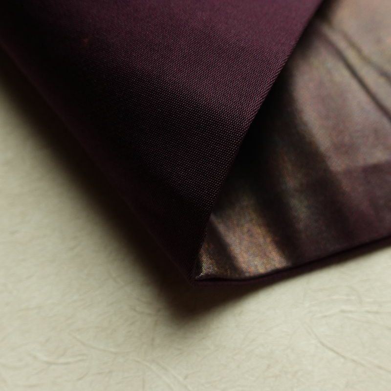 名古屋帯 太鼓柄 正絹 木の葉・植物柄 名古屋仕立て 箔 金糸 帯 紫・藤色_画像9