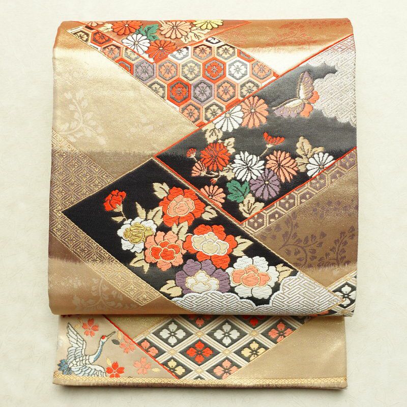 古典柄  正絹お振袖  袋帯 正絹 袋帯 古典柄に桜や草花 六通 振袖向き HO2803 - メルカリ