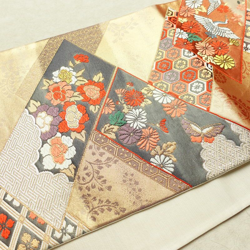袋帯 六通柄 良品 フォーマル用 正絹 古典柄 箔 金糸 帯 多色使い_画像11