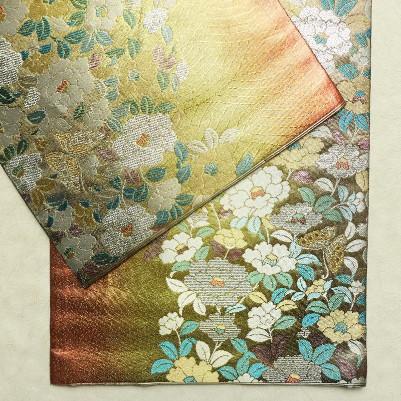 袋帯 六通柄 良品 フォーマル用 正絹 花柄 箔 帯 多色使い_画像13