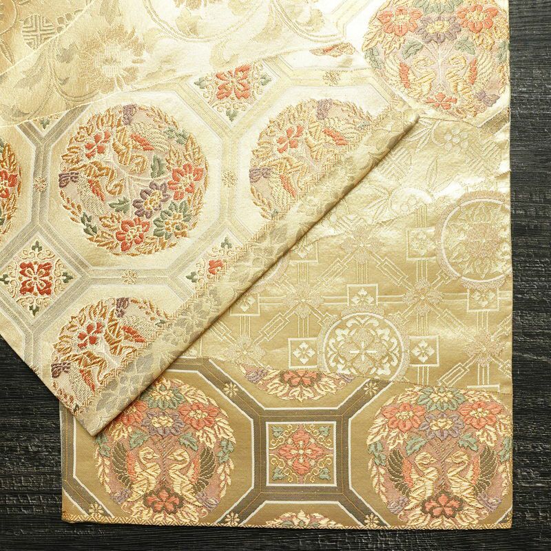 袋帯 金彩正倉院 六通柄 良品 フォーマル用 正絹 幾何学柄・抽象柄 箔 帯 金・銀_画像13