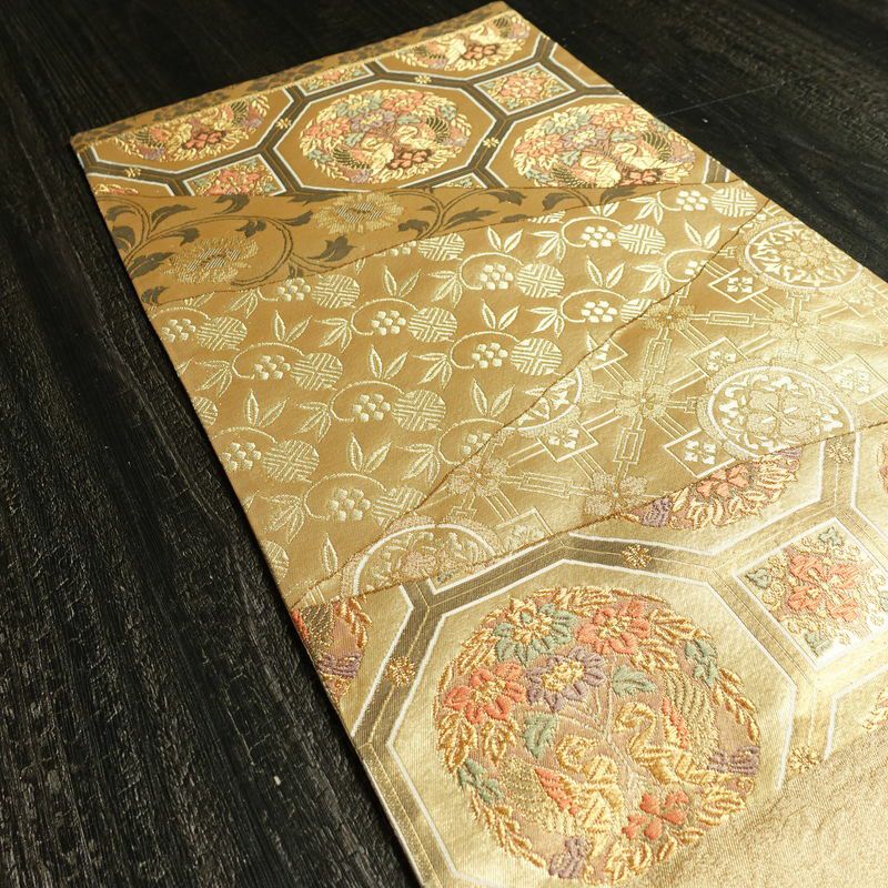 袋帯 金彩正倉院 六通柄 良品 フォーマル用 正絹 幾何学柄・抽象柄 箔 帯 金・銀_画像18