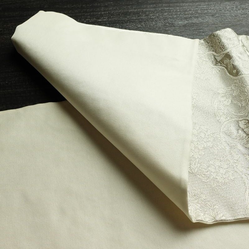 袋帯 未仕立て 佐賀つづれ織 六通柄 フォーマル用 正絹 木の葉・植物柄 銀糸 帯 金・銀_画像9