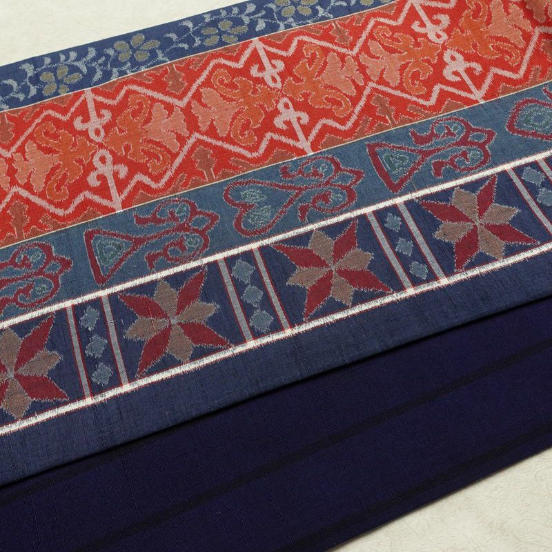 袋帯 全通柄 良品 一般用 正絹 幾何学柄・抽象柄 帯 青・紺_画像11