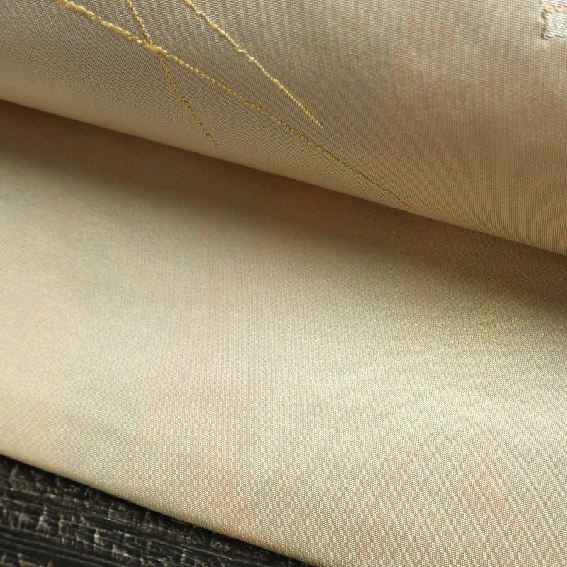 名古屋帯 太鼓柄 正絹 人物・動物柄 名古屋仕立て 箔 帯 ベージュ_画像7