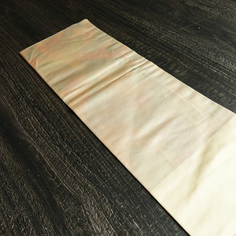 名古屋帯 太鼓柄 正絹 人物・動物柄 名古屋仕立て 箔 帯 ベージュ_画像15