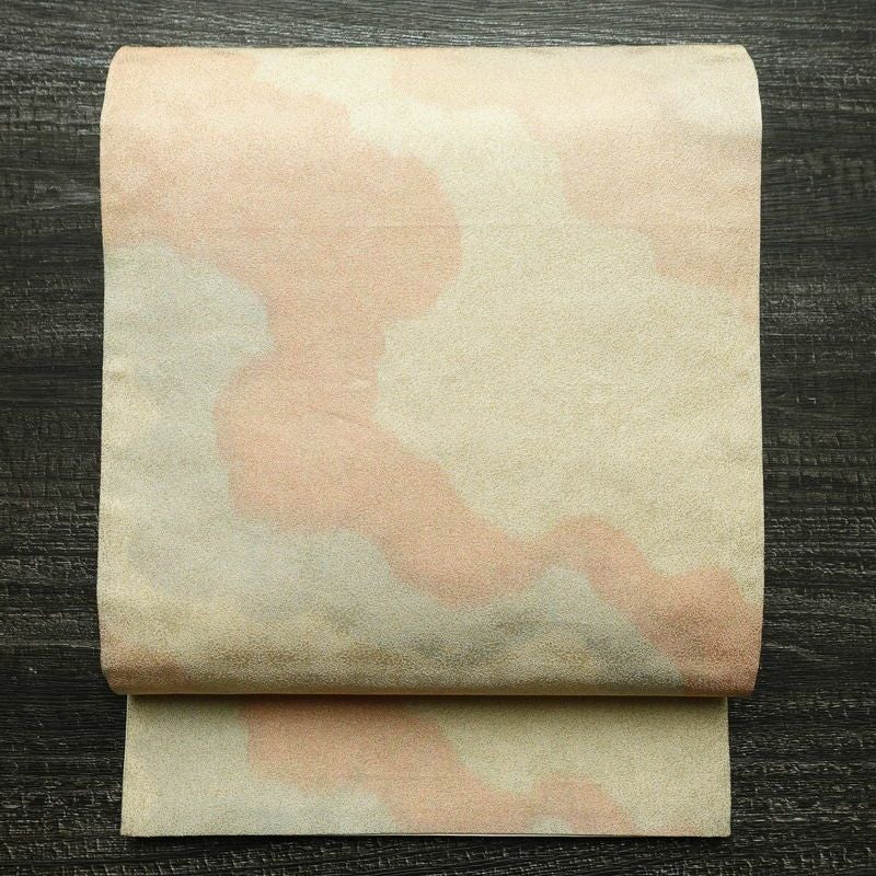 袋帯 全通柄 フォーマル用 正絹 幾何学柄・抽象柄 金通し 帯 ベージュ_画像1