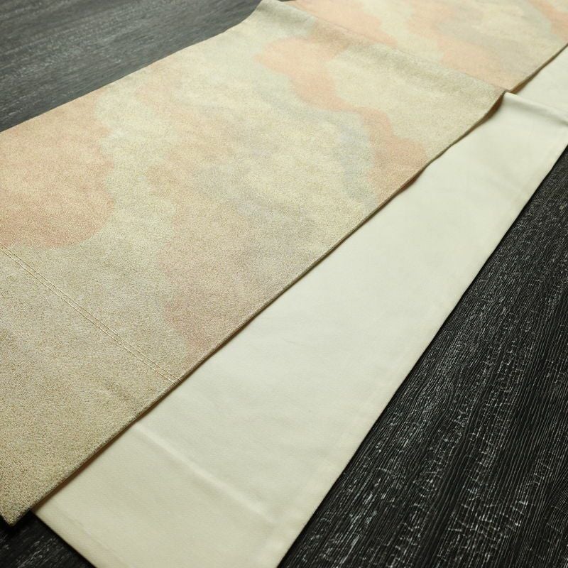 袋帯 全通柄 フォーマル用 正絹 幾何学柄・抽象柄 金通し 帯 ベージュ_画像8