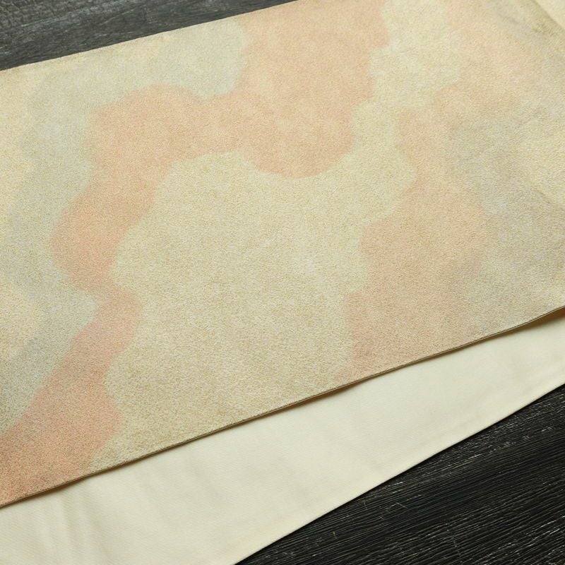 袋帯 全通柄 フォーマル用 正絹 幾何学柄・抽象柄 金通し 帯 ベージュ_画像11