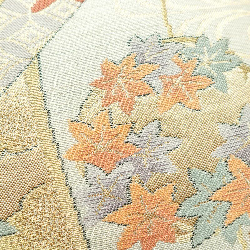 袋帯 六通柄 フォーマル用 正絹 古典柄 箔 帯 クリーム_画像4