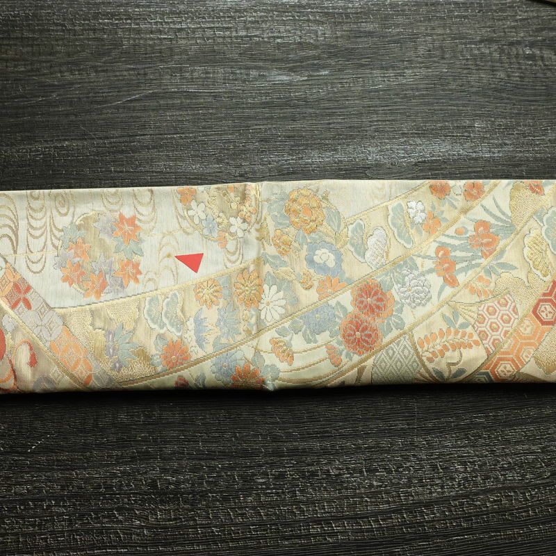 袋帯 六通柄 フォーマル用 正絹 古典柄 箔 帯 クリーム_画像15
