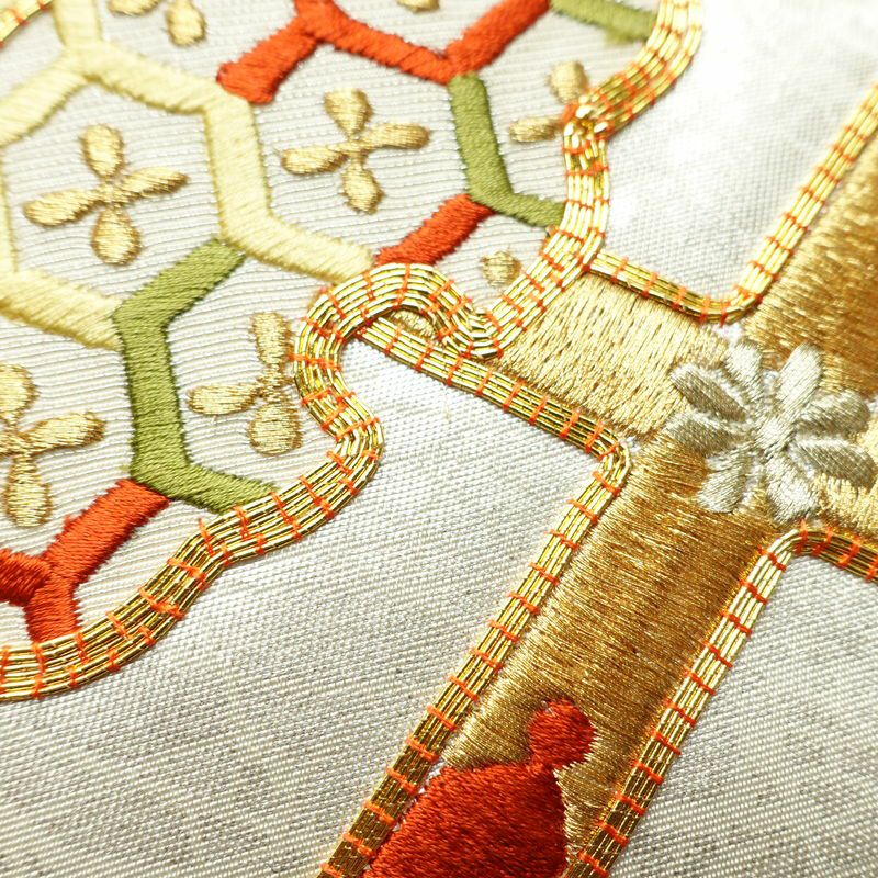 袋帯 太鼓柄 金駒刺繍 フォーマル用 正絹 人物・動物柄 花柄 箔 刺繍 金糸 帯 金・銀_画像31