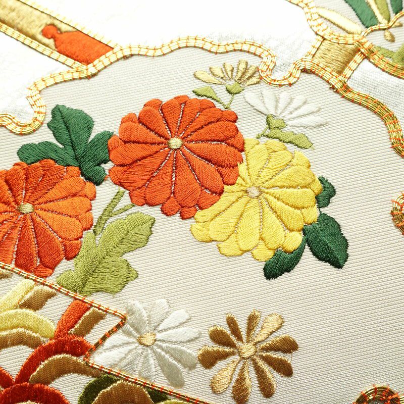 袋帯 太鼓柄 金駒刺繍 フォーマル用 正絹 人物・動物柄 花柄 箔 刺繍 金糸 帯 金・銀_画像34