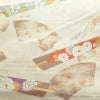 名古屋帯 六通柄 正絹 古典柄 名古屋仕立て 箔 金糸 銀糸 扇子 帯 クリーム_画像2
