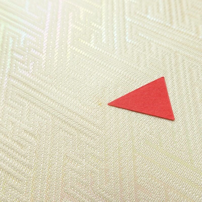 名古屋帯 太鼓柄 正絹 幾何学柄・抽象柄 名古屋仕立て 箔 銀糸 帯 白_画像11