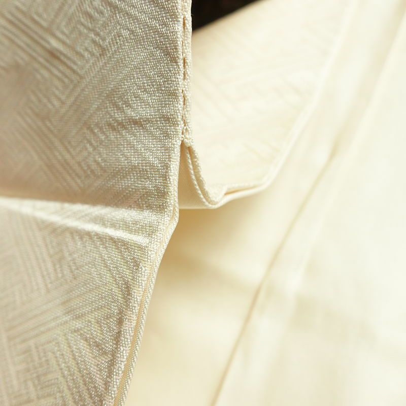 名古屋帯 太鼓柄 正絹 幾何学柄・抽象柄 名古屋仕立て 箔 銀糸 帯 白_画像19