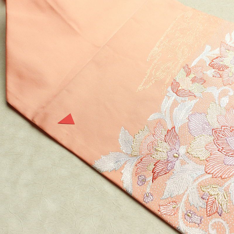 名古屋帯 太鼓柄 良品 正絹 花柄 名古屋仕立て 金糸 銀糸 帯 ピンク_画像15