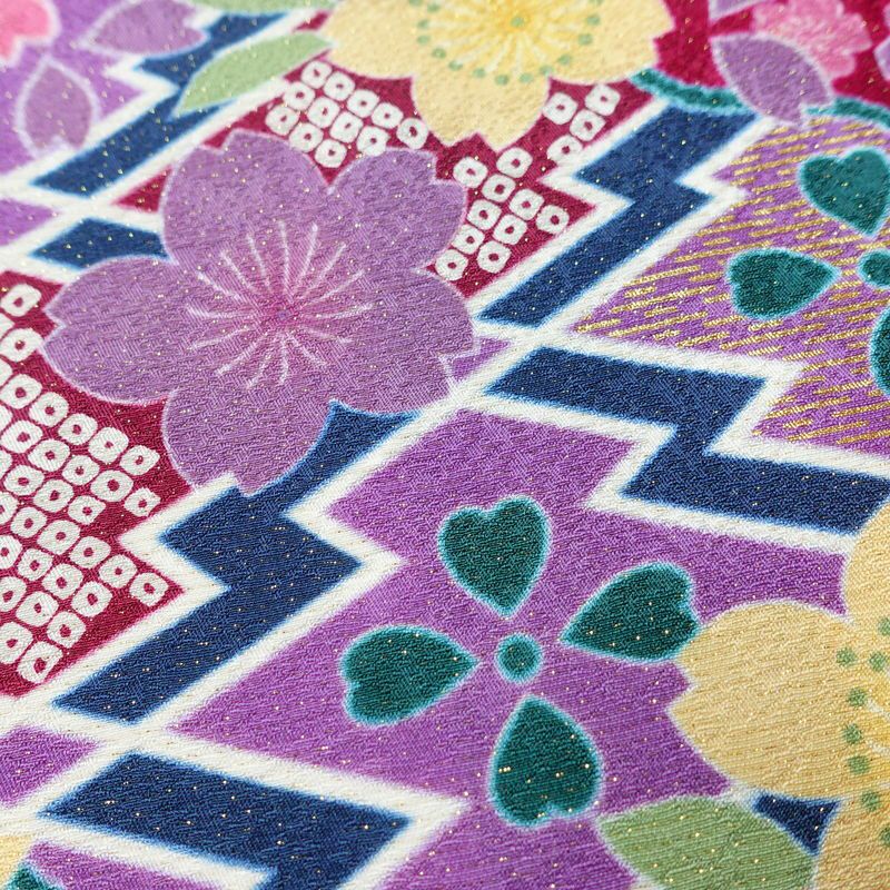 振袖 美品 しつけ糸付き 金駒刺繍 正絹 花柄 袷仕立て 身丈169cm 裄丈69.5cm 金彩 フォーマル 着物 二十歳 ピンク_画像7