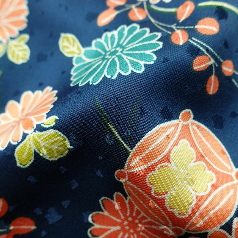 小紋 ポリエステル 古典柄 袷仕立て 身丈153cm 裄丈63.5cm 着物 青・紺_画像20