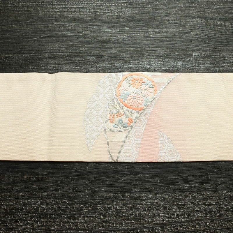 名古屋帯 太鼓柄 良品 正絹 古典柄 名古屋仕立て 箔 金糸 銀糸 帯 ピンク_画像12