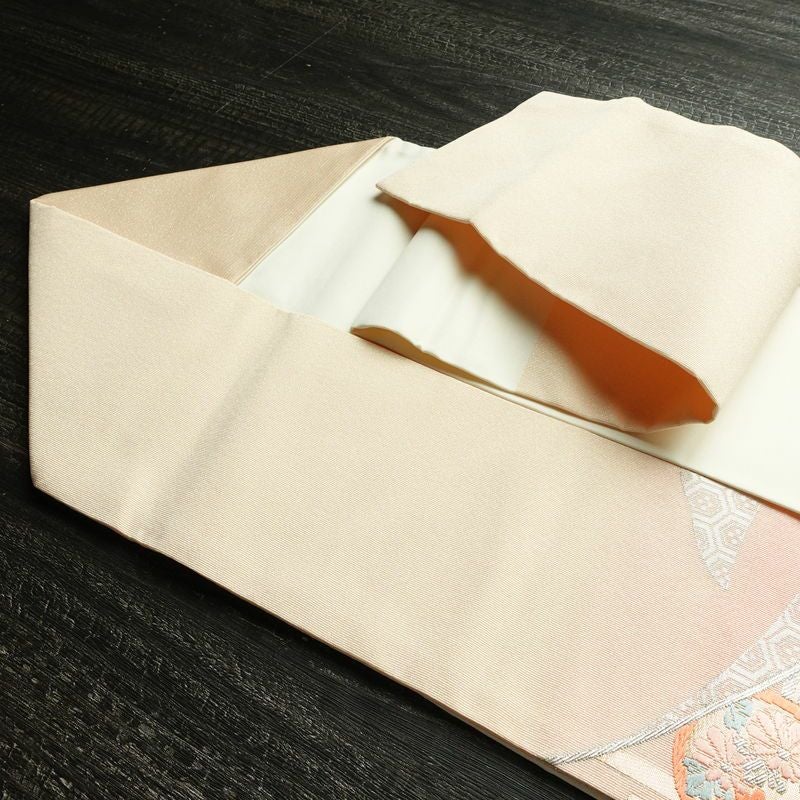 名古屋帯 太鼓柄 良品 正絹 古典柄 名古屋仕立て 箔 金糸 銀糸 帯 ピンク_画像20