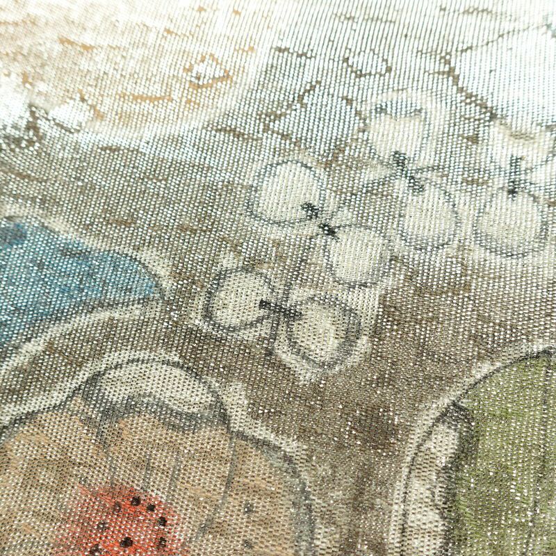 袋帯 太鼓柄 フォーマル用 正絹 木の葉・植物柄 箔 帯 金・銀_画像5