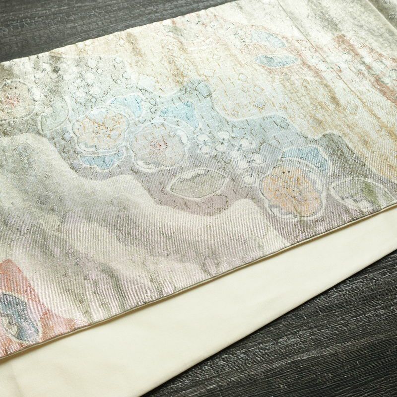 袋帯 太鼓柄 フォーマル用 正絹 木の葉・植物柄 箔 帯 金・銀_画像11