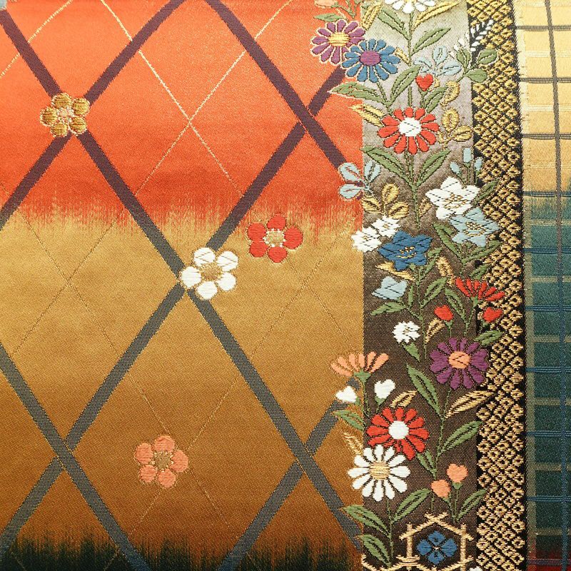 袋帯 リバーシブル 全通柄 美品 フォーマル用 正絹 花柄 箔 金糸 帯 多色使い_画像2