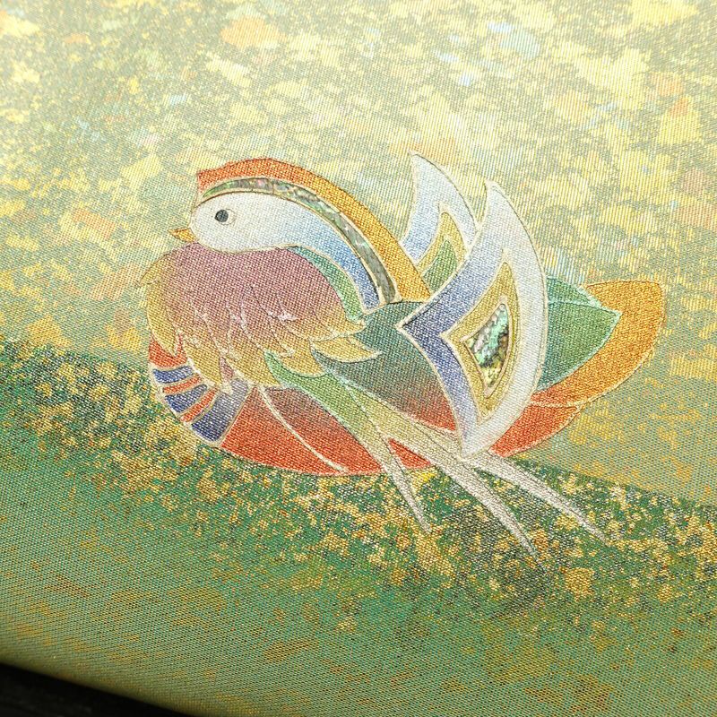 袋帯 太鼓柄 良品 フォーマル用 正絹 人物・動物柄 箔 金彩 帯 黄・黄土色_画像14
