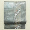 名古屋帯 秀逢錦 太鼓柄 良品 正絹 古典柄 名古屋仕立て 箔 金糸 帯 グレー_画像1