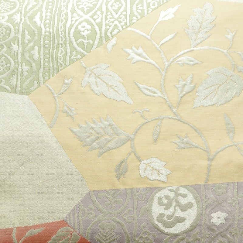 袋帯 六通柄 フォーマル用 正絹 木の葉・植物柄 箔 帯 クリーム_画像2
