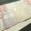 袋帯 六通柄 フォーマル用 正絹 木の葉・植物柄 箔 帯 クリーム_画像9