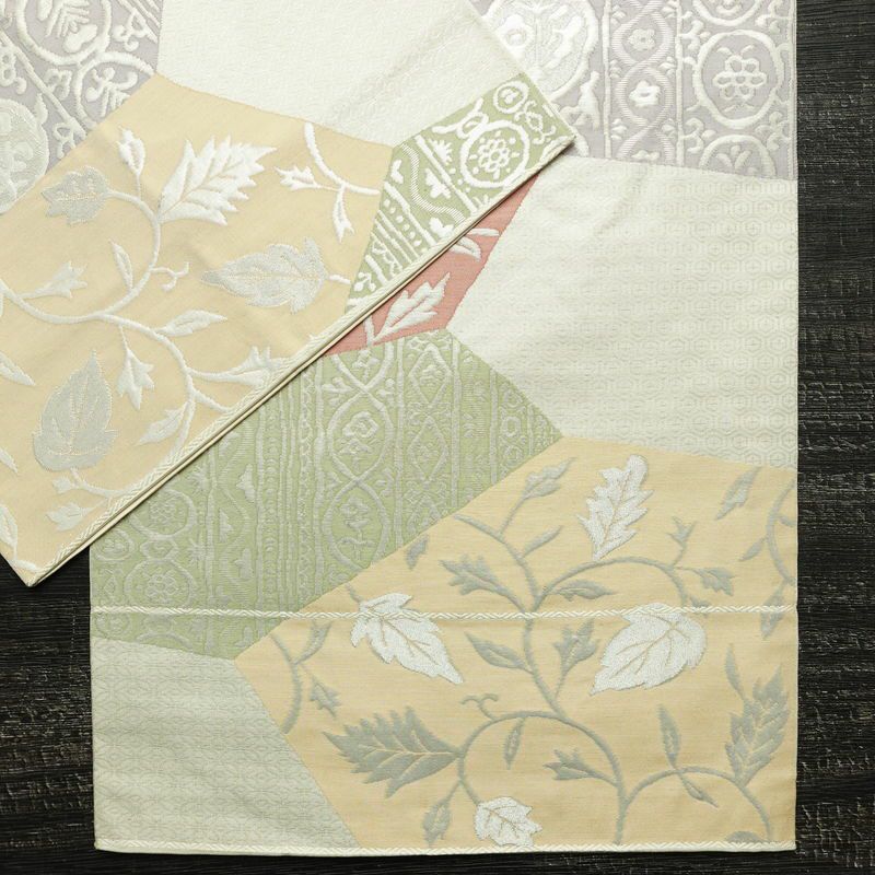 袋帯 六通柄 フォーマル用 正絹 木の葉・植物柄 箔 帯 クリーム_画像11