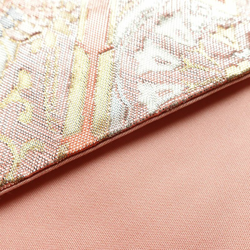 袋帯 六通柄 フォーマル用 正絹 古典柄 箔 帯 ピンク_画像11