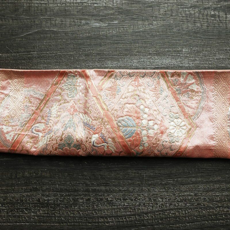 袋帯 六通柄 フォーマル用 正絹 古典柄 箔 帯 ピンク_画像13