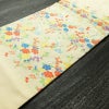 名古屋帯 太鼓柄 正絹 花柄 名古屋仕立て 金糸 銀糸 帯 ポケット付 クリーム_画像8